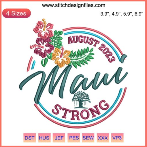 Lahaina Tree Embroidery Design, August 2023 | Maui Strong, Digital Stitching-Unique Hawaiian-Inspired Craft Pattern.