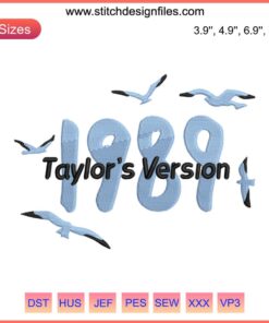 "1989 Taylor Swift Album Embroidery Design, Digitized for Embroidery Machines; Taylor Swift Embroidery File Download"