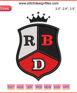 RBD Logo Embroidery Design: Rebelde World Tour stitching graphic featuring iconic RBD lettering and decorative elements.
