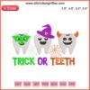Whimsical Halloween Embroidery: Tooth with Vampire Fangs, Spooky Dental Design for Festive Stitching Projects