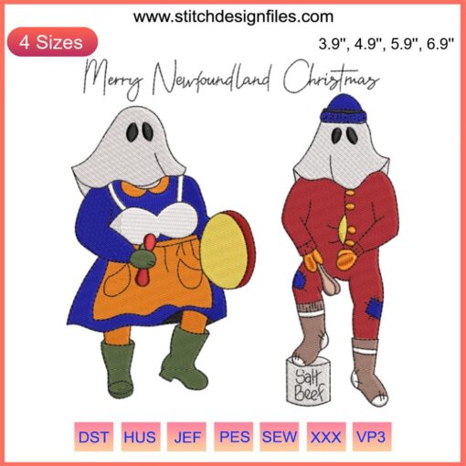 Merry Newfoundland Christmas Embroidery Design 2023 | Cute festive dog pattern | Digital embroidery file for Christmas decor