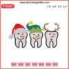 Christmas Teeth Character Embroidery Design - Festive tooth with Santa hat, snowflakes, for holiday embroidery projects