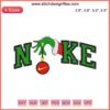 Nike Grinch Hand Embroidery Design featuring Christmas digital stitching, perfect for holiday-themed handmade garments.