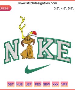 Nike Dog Christmas Embroidery Design | Festive Dog Embroidery File | Xmas Nike Stitching Pattern | Holiday Canine Stitch Template