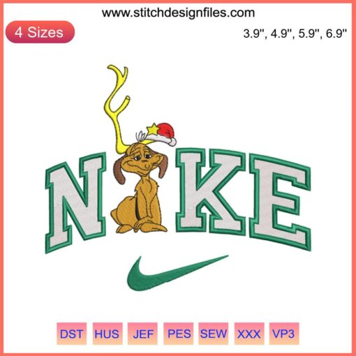 Nike Dog Christmas Embroidery Design | Festive Dog Embroidery File | Xmas Nike Stitching Pattern | Holiday Canine Stitch Template
