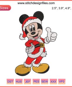 Mickey Mouse Santa Claus Embroidery Design | Festive Mickey & Minnie Couple Digitizing File | Christmas Embroidery Pattern