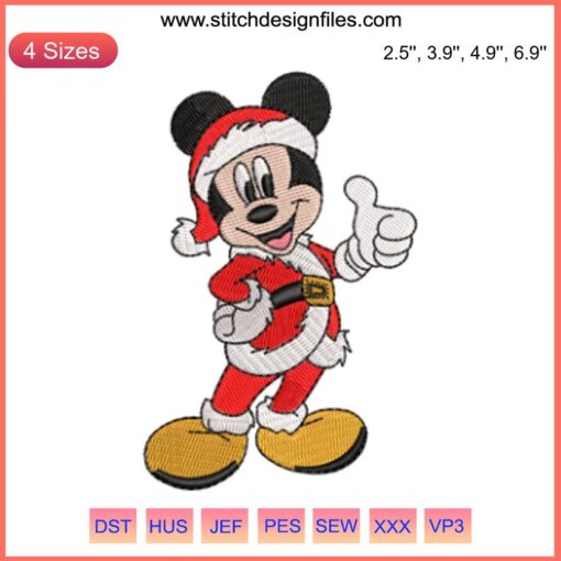 Mickey Mouse Santa Claus Embroidery Design | Festive Mickey & Minnie Couple Digitizing File | Christmas Embroidery Pattern