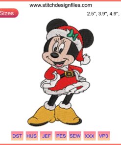 Minnie Mouse Santa Claus Embroidery Design | Mickey and Minnie Couple Embroidery File | Festive Disney Character Digitizing
