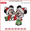Mickey and Minnie Mouse Christmas Embroidery Design, Disney-inspired, festive digital stitching for holiday crafts.