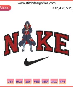 Itachi Logo Nike Embroidery Design, Naruto Anime Digitizing File, Uchiha Clan Symbol, Custom Embroidery Pattern