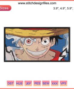Luffy One Piece Embroidery Design File: Anime character sketch, intricate embroidery pattern, perfect digitizing for fans.