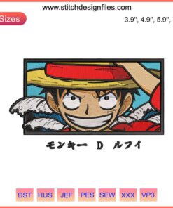 Monkey D Luffy One Piece Embroidery Design, Anime Digital Stitching, One Piece Themed Needlework Pattern, Luffy Pirate Hat Icon
