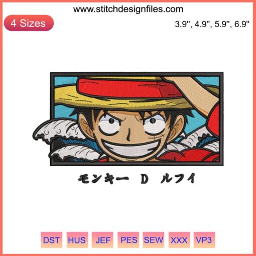 Monkey D Luffy One Piece Embroidery Design, Anime Digital Stitching, One Piece Themed Needlework Pattern, Luffy Pirate Hat Icon