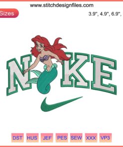 Mermaid Ariel and Prince Eric Embroidery Design | Nike Digitizing File | Couple Embroidery, Disney Themed Sewing Pattern