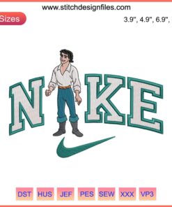 Prince Eric Embroidery Design: Ariel & Eric Couple Embroidery Digitizing File, Nike Inspired, for Creative Projects