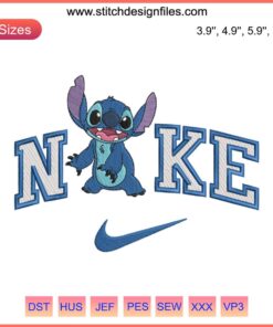 Nike Stitch Funny Embroidery Design - Disney-themed digital embroidery pattern featuring Stitch character in unique design.