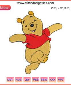 Winnie the Pooh embroidery design, digitized file, Disney's Winnie the Pooh, funny embroidery pattern, download.