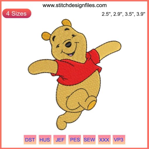 Winnie the Pooh embroidery design, digitized file, Disney's Winnie the Pooh, funny embroidery pattern, download.