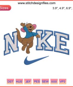 Nike Disney Roo Embroidery Design, Winnie the Pooh Digitizing File, Cartoon Embroidery Pattern, Kids Embroidery Art.