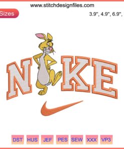 Nike Disney Rabbit Embroidery Design featuring Winnie the Pooh with intricate digital stitching details, perfect for embroidery enthusiasts.