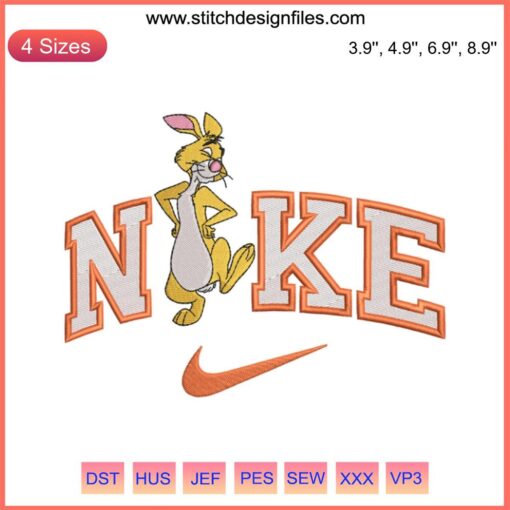 Nike Disney Rabbit Embroidery Design featuring Winnie the Pooh with intricate digital stitching details, perfect for embroidery enthusiasts.