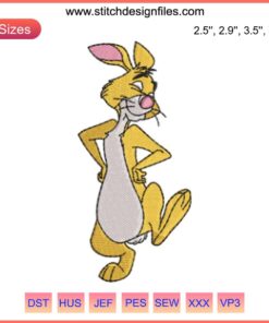 Winnie the Pooh Rabbit Disney Cute Embroidery Design, vibrant digital stitching pattern ideal for kids' apparel and crafts.