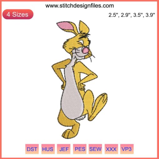 Winnie the Pooh Rabbit Disney Cute Embroidery Design, vibrant digital stitching pattern ideal for kids' apparel and crafts.