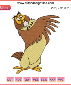 Owl Disney Funny Embroidery Design, Winnie the Pooh inspired, digital embroidery file, whimsical stitch pattern, DIY crafting.