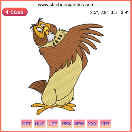 Owl Disney Funny Embroidery Design, Winnie the Pooh inspired, digital embroidery file, whimsical stitch pattern, DIY crafting.