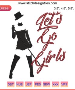 Let's Go Girls Shania Twain Embroidery Design | Music Lovers Heart-Shaped Digitizing File Download