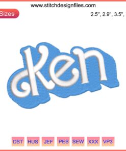 Ken and Barbie Digital Embroidery Design - Detailed Ken Movie Character Stitching Pattern for Sewing Projects