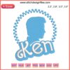 Ken embroidery design inspired by Barbie movie, featuring digital stitching with vibrant colors and intricate detailing.