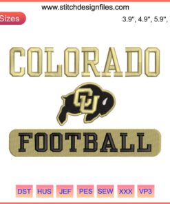 Colorado Buffaloes Embroidery Design, Football-themed, Digital Stitching Trend, Perfect for Sports Apparel Customization.