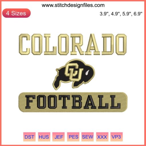 Colorado Buffaloes Embroidery Design, Football-themed, Digital Stitching Trend, Perfect for Sports Apparel Customization.