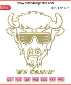 Colorado Buffaloes We Comin Embroidery Design, football-themed digitizing file, perfect for sports enthusiasts and embroidery projects.