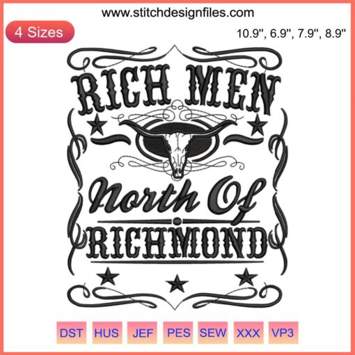 Rich Men North Of Richmond Embroidery Design featuring Oliver Anthony; high-quality digitizing embroidery file download.