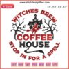 Halloween Witches Brew Coffee House Embroidery Design: Spooky cauldron, steamy cup, festive text, perfect for seasonal decor