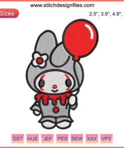 My Melody Halloween Embroidery Design | Adorable My Melody in Witch Hat | Cute Halloween Digital Stitching Pattern