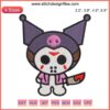 Adorable Kuromi Halloween embroidery design featuring kawaii ghost, pumpkins, and bats for festive digital stitching projects.