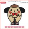 Cute Pompompurin Halloween embroidery design featuring a festive digital stitching pattern for crafts and apparel.