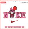 Nike x My Melody Embroidery Design: Cute My Melody and Nike swoosh in a spooky Halloween theme, perfect for digital stitching.