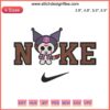 Nike x Kuromi Halloween Embroidery Design: Spooky black cat face with a Nike swoosh, perfect for seasonal digital stitching.