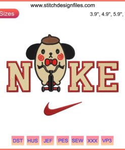 Nike x Pompompurin Halloween Embroidery: Cute ghost, pumpkin, and cat digital stitch design for spooky themed crafts.