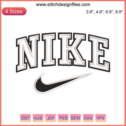 Nike Swoosh Double Embroidery Design, Digital Stitch Style, Intricate Nike Logo Stitching, Modern Athletic Embroidery Pattern