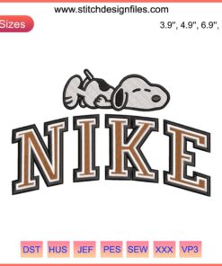 Snoopy Sleeping Nike Embroidery Design, Funny Cartoon Stitching, Digital Craft Pattern, Iconic Beagle Character.
