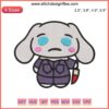 Cinnamoroll Halloween Embroidery Design: Adorable digital stitching featuring Cinnamoroll in Halloween costume. Perfect for cute decor.