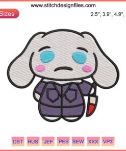Cinnamoroll Halloween Embroidery Design: Adorable digital stitching featuring Cinnamoroll in Halloween costume. Perfect for cute decor.
