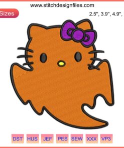 Hello Kitty Ghost Embroidery Design | Cute Sanrio Halloween Stitch | Digital Craft Pattern