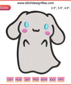Cinnamoroll Ghost Embroidery Design: Cute Sanrio Halloween Digital Stitching Pattern, Perfect for Festive Projects.