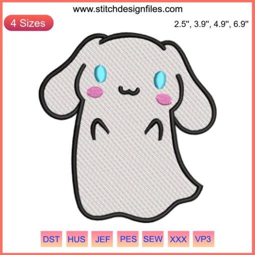 Cinnamoroll Ghost Embroidery Design: Cute Sanrio Halloween Digital Stitching Pattern, Perfect for Festive Projects.